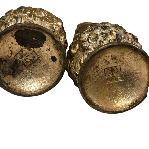 Vintage Ornate Floral Salt Pepper Shakers Gold Tone WB Mfg 108 - Picture 5 of 16